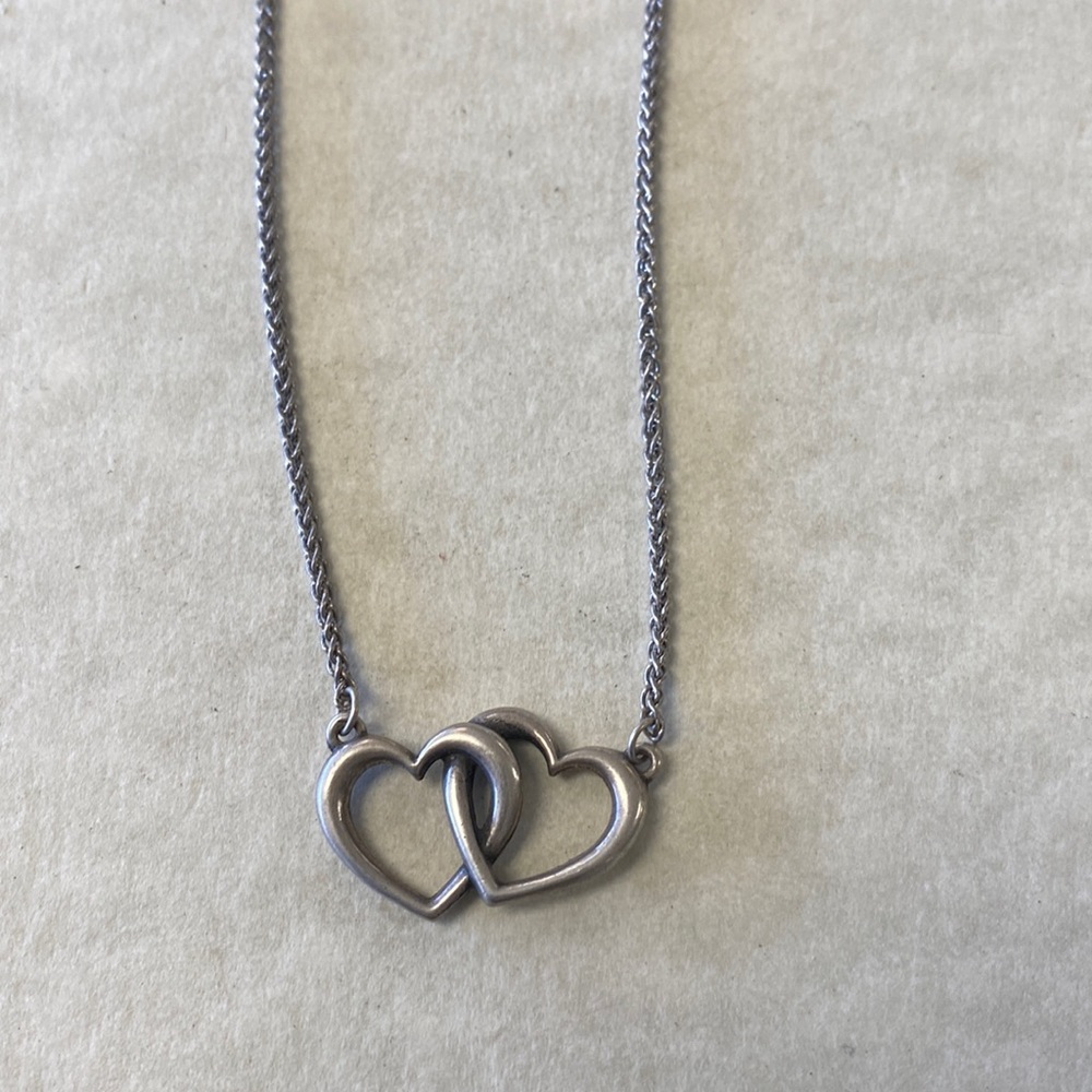 James Avery double hear linked sterling silver 925 necklace